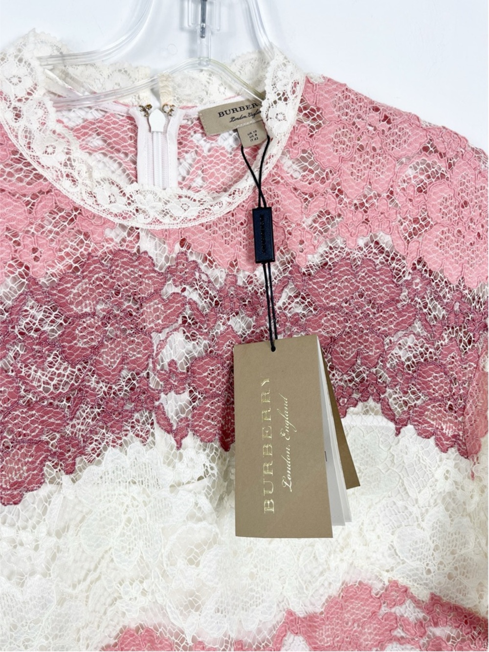 Burberry Elisabetta Lace Mini Dress Size 8 NWT Dusty Pink Cream - Picture 5 of 10